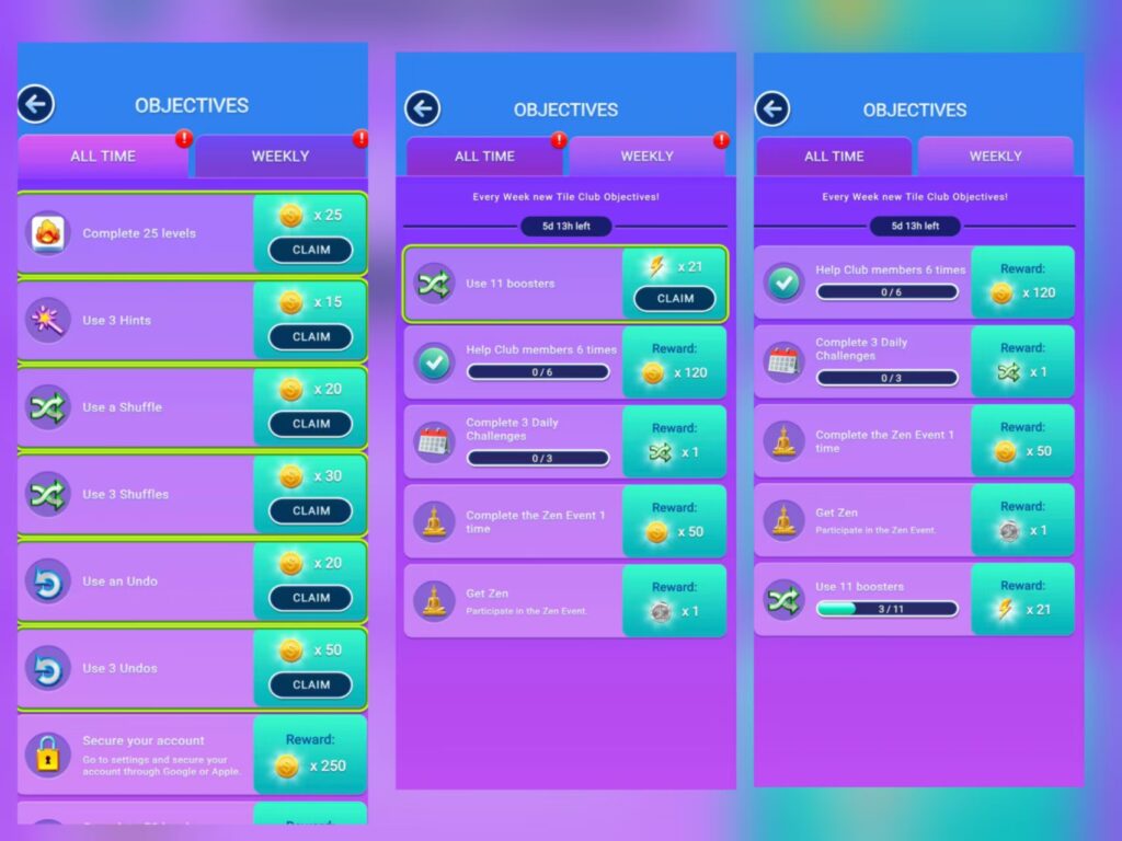 The daily/weekly objective system